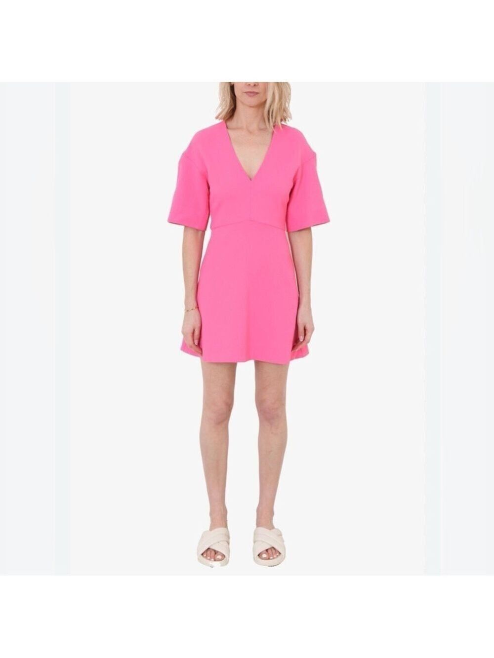 Ganni Stretch Suiting A-Line Minidress in shocking pink size 4